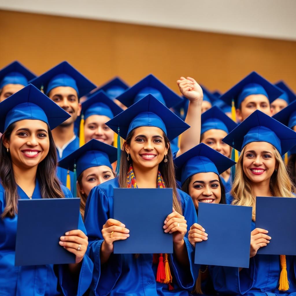 Formandos da NAP comemorando com diplomas